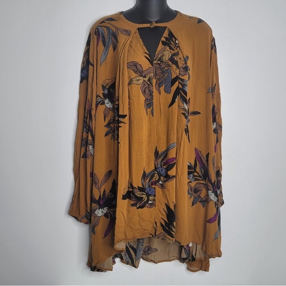 Free People Mustard Floral Long Sleeve Dress - Picture 4 of 4